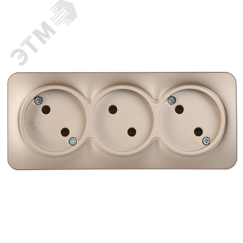 GLORY Розетка 3-местная для открытой установки без заземления без защитных шторок 10А РС23-2-ХШм шампань матовый IEK - фото 3