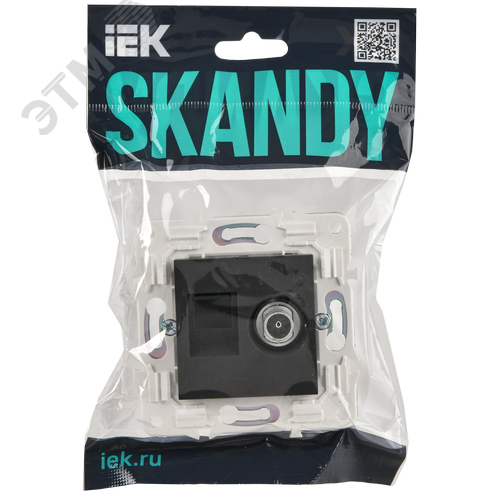 SKANDY Розетка двойная TV+RJ45 кат.5E SK-A14G графит IEK - фото 2