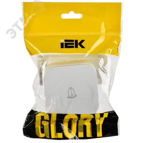GLORY Выключатель 1-клавишный для открытой установки самовозвратный 10А ВСс20-1-0-ХБм белый матовый IEK - фото 2