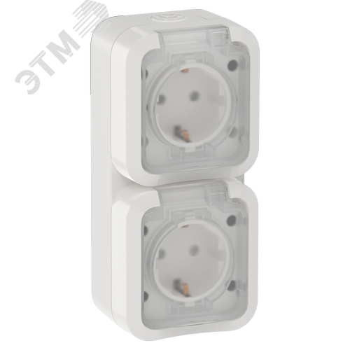 Изображение товара TORS Розетка 2-местная вертикальная 16А IP55 TS332 белый IEK (шт)
