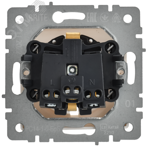 BRITE Розетка 1-местная с заземлением с защитными шторками 16А РС14-1-0-БрБ белый - фото 6