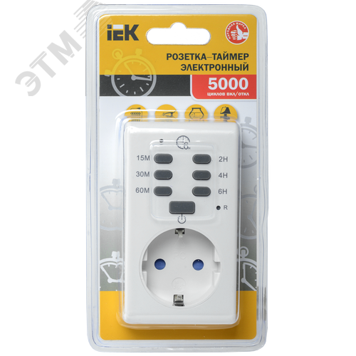 РТЭ-2 Розетка-таймер электр. с инд. 15мин-6ч 16А IP20 - фото 3