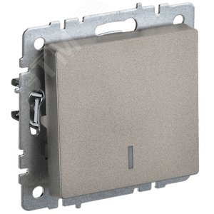 BRITE Выключатель одноклавишный проходной с индикацией 10А ВС10-1-7-БрШ шампань IEK - фото 1