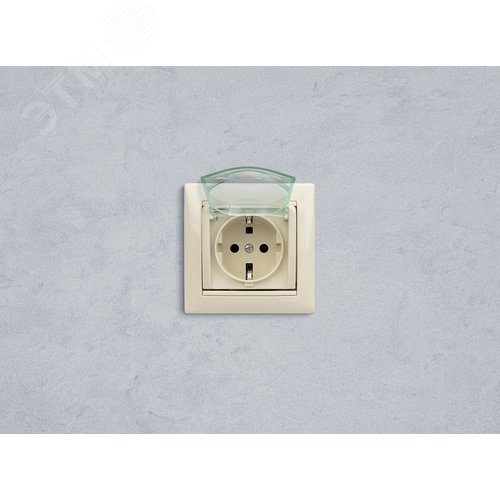 Розетка 1-местная с заземлением с защитными шторками и крышкой 16А IP44 слоновая кость VALENA - фото 6