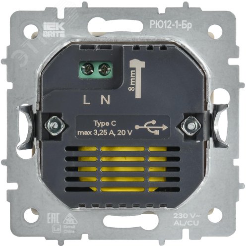 BRITE Розетка USB C 65Вт высокоскоростная зарядка РЮ12-1-БрКр бежевый IEK - фото 6