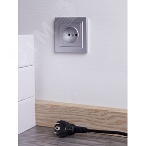 BRITE Розетка 1 пост без заземления без защитных шторок 10А в сборе РСР10-1-0-БрА алюминий IEK - фото 7