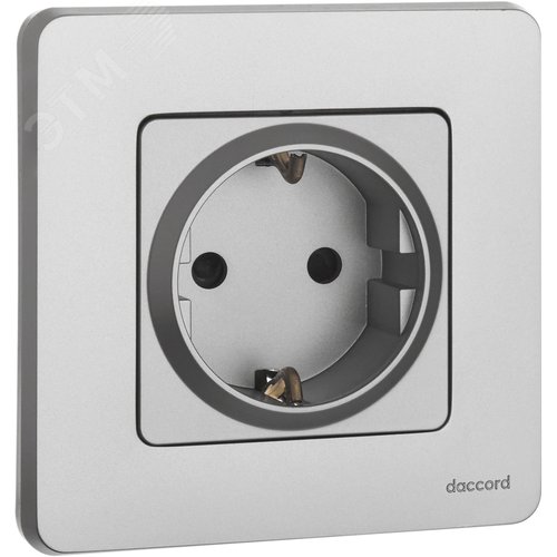 Розетка 1-местная с заземлением с защитными шторками 16А алюминий INSPIRIA - фото 4