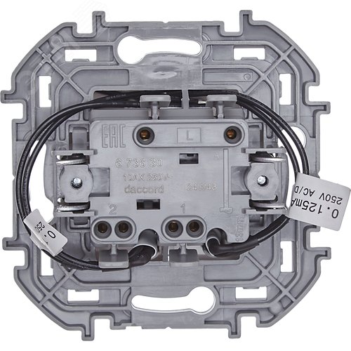 Выключатель 2-клавишный с подсветкой/индикацией 10АХ безвинтовое крепление белый INSPIRIA - фото 5