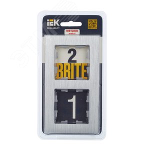 BRITE Рамка 2 поста РУ-2-1-БрА металл алюминий - фото 5