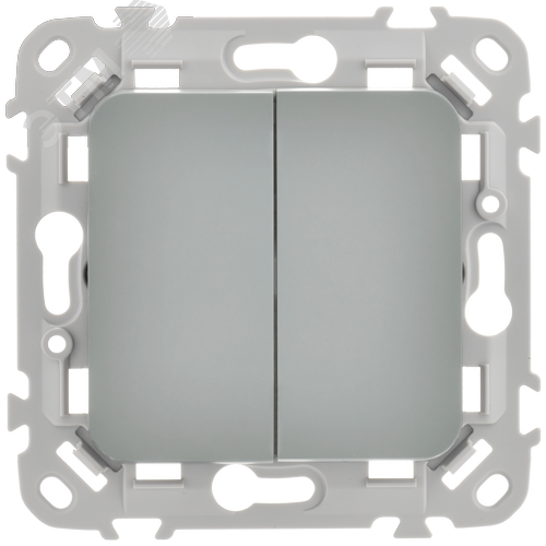 FLITE Выключатель 2-клавишный 10А ВС12-1-0-ФлС серый IEK - фото 3
