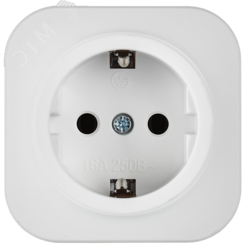 GLORY Розетка 1-местная для открытой установки с заземлением без защитных шторок 16А РС20-3-ХБм белый матовый IEK - фото 4