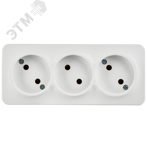 GLORY Розетка 3-местная для открытой установки без заземления без защитных шторок 10А РС23-2-ХБм белый матовый IEK - фото 3