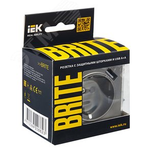BRITE Розетка с заземлением с защитными шторками 16А с USB A+A 3,1А РЮш10-2-БрС сталь - фото 7