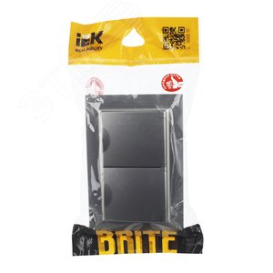 BRITE Розетка двойная с заземлением с защитными шторками и крышкой 16А в сборе IP44 РСбш12-3-44-БрС сталь - фото 2