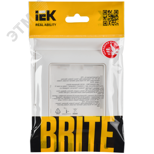 BRITE Рамка 1-местная РУ-1-БрАБ арктический белый/белый IEK - фото 5