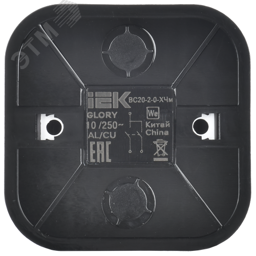GLORY Выключатель 2-клавишный для открытой установки 10А ВС20-2-0-ХЧм черный матовый IEK - фото 3