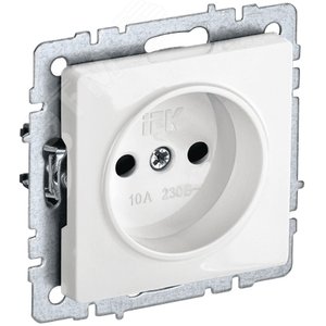 BRITE Розетка 1 пост без заземления с защитными шторками 10А РСш10-2-БрБ белый IEK - фото 1