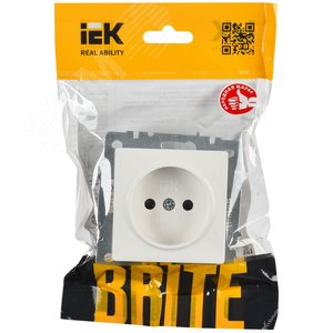 BRITE Розетка 1 пост без заземления с защитными шторками 10А РСш10-2-БрБ белый IEK - фото 2