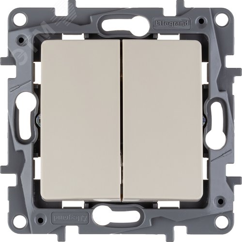 Выключатель 2-клавишный 10А безвинтовое крепление слоновая кость ETIKA - фото 3