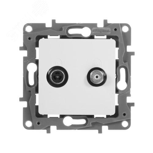 Розетка двойная TV+SAT тип звезда белый ETIKA - фото 4