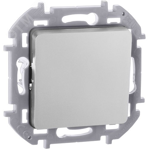 Выключатель 1-клавишный самовозвартный с нормально-открытым контактом 6А безвинтовое крепление алюминий INSPIRIA - фото 1