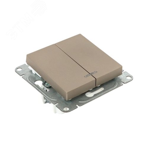 Механизм выключателя. двухклавишный. с подсветкой. шампань Эпика EKF - фото 8