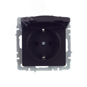 BRITE Розетка с заземлением с защитными шторками и крышкой 16А IP44 РСбш10-3-44-БрЧ черный - фото 10