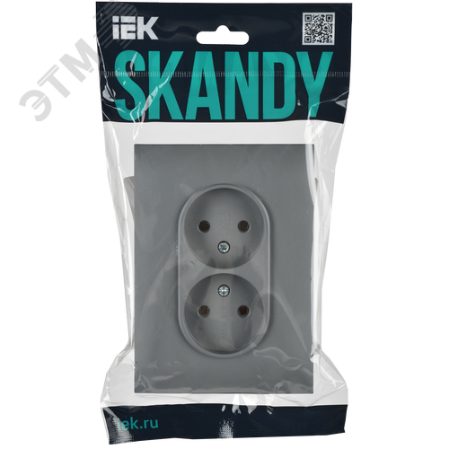 SKANDY Розетка 2-местная без заземления без защитных шторок 10А в сборе SK-R10Gr серый IEK - фото 6
