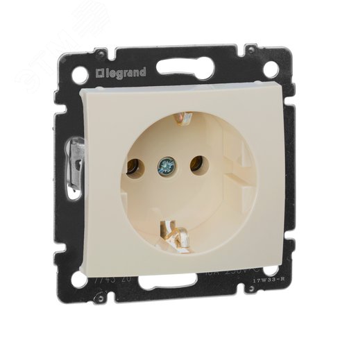 Розетка 1-местная с заземлением без защитных шторок 16А слоновая кость VALENA - фото 1