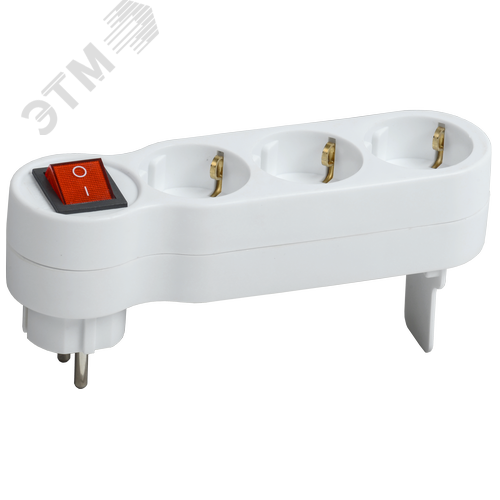 Тройник Т-01/03В 3 места 2P+PE 16А с выключателем белый - фото 5