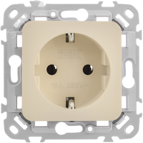 FLITE Розетка с заземлением без защитных шторок безвинтовое крепление 16А РС11-1-ФлСл сливочный IEK - фото 6