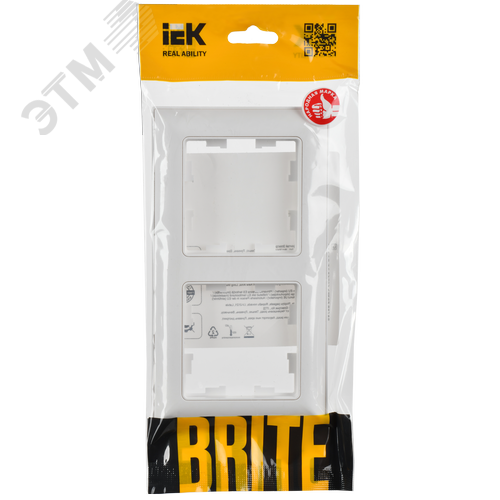 BRITE Рамка 2-местная РУ-2-БрАБ арктический белый/белый IEK - фото 6