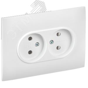 SKANDY Розетка 2-местная без заземления без защитных шторок 10А в сборе SK-R10W арктический белый IEK - фото 1
