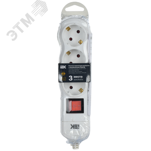 Розетка переносная разборная с выключателем РПр03В 3 места - фото 2
