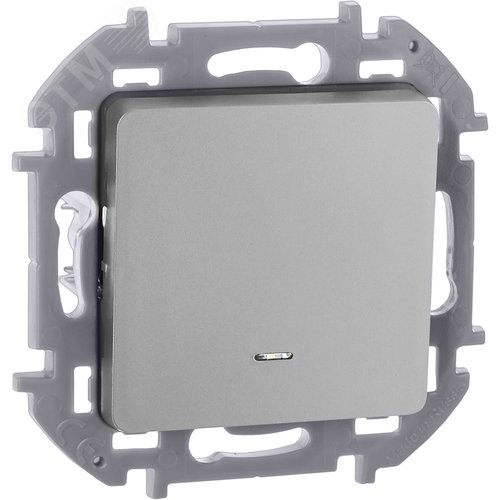 Изображение товара Выключатель 1-клавишный с подсветкой/индикацией 10АХ безвинтовое крепление алюминий INSPIRIA (шт)