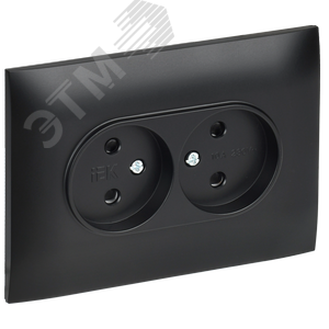 SKANDY Розетка 2-местная без заземления с защитными шторками 10А в сборе SK-R09Bl черный IEK - фото 1