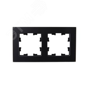BRITE Рамка 2 поста РУ-2-2-Бр стекло черный матовый IEK - фото 2