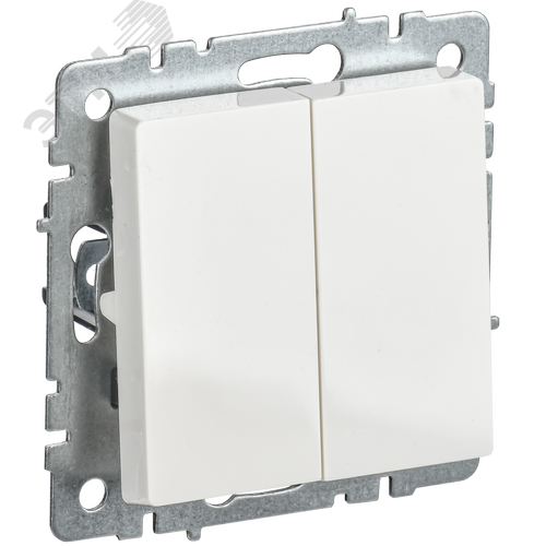 BRITE Выключатель 2-клавишный проходной 10А ВС10-2-6-БрБ белый - фото 1