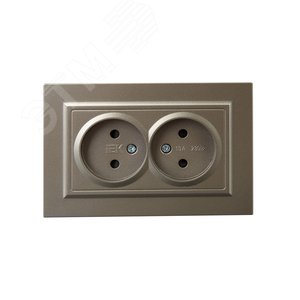 BRITE Розетка 2-местная без заземления с защитными шторками 10А в сборе РСш12-2-БрШ шампань IEK - фото 2