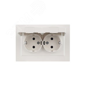 BRITE Розетка двойная с заземлением с защитными шторками и крышкой 16А в сборе IP44 РСбш12-3-44-БрЖ жемчуг - фото 10