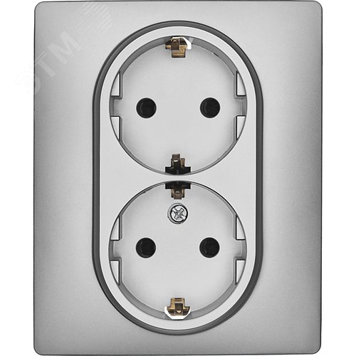 Розетка 2-местная с заземлением с защитными шторками 16А в сборе алюминий INSPIRIA - фото 3