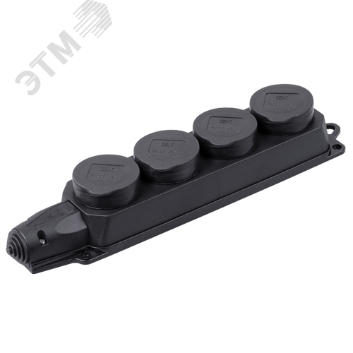 Изображение товара Розетка каучук четырехместная с защитными крышками IP44 ОМЕГА (шт)