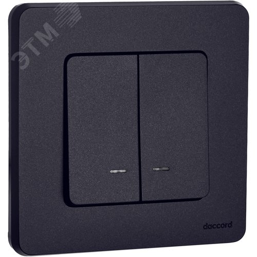 Выключатель 2-клавишный с подсветкой/индикацией 10АХ безвинтовое крепление антрацит INSPIRIA - фото 3