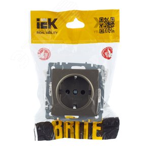 BRITE Розетка с заземлением без защитных шторок 16А РС11-1-0-БрШ шампань - фото 7