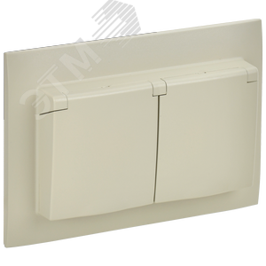 Изображение товара SKANDY Розетка 2-местная и крышкой 16А в сборе IP44 SK-R12B бежевый IEK (шт)