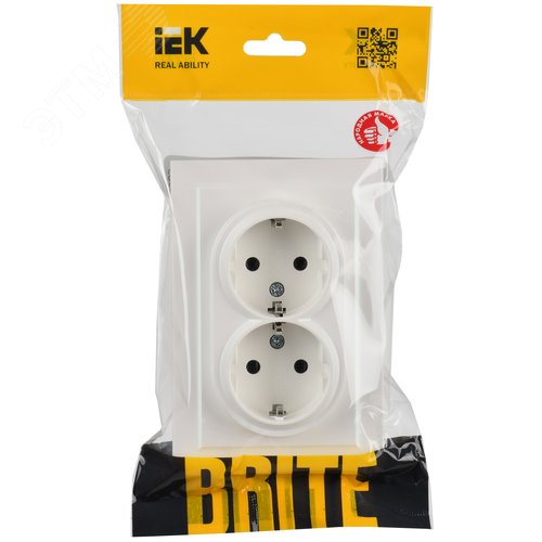 BRITE Розетка двойная с заземлением без защитных шторок 16А в сборе РС12-3-БрЖ жемчуг - фото 4