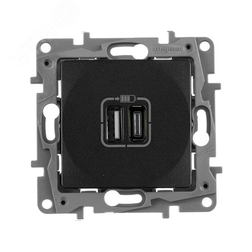 Розетка USB A+C 15Вт антрацит ETIKA - фото 3