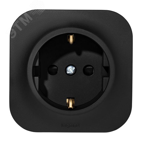 Розетка 1-местная для открытой установки с заземлением с защитными шторками 16Ачерный матовый QUTEO - фото 5