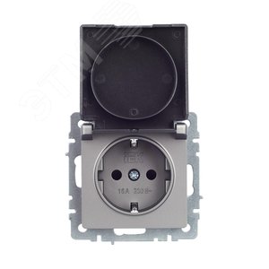 BRITE Розетка с заземлением с защитными шторками и крышкой 16А IP44 РСбш10-3-44-БрС сталь - фото 9