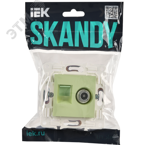 SKANDY Розетка двойная TV+RJ45 кат.5E SK-A14G мятный IEK - фото 2